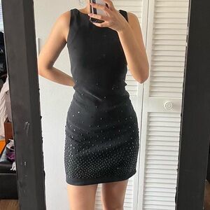 Vintage Black A line Beaded Sleeveless Dress